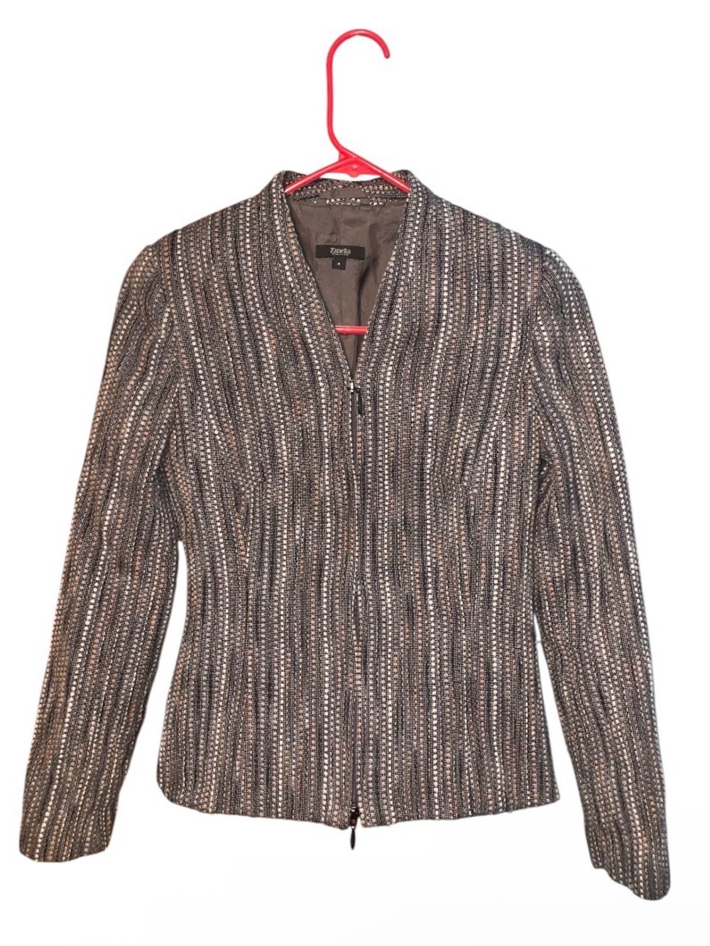 Zanella Navy and Gray Textured Stripe Blazer
